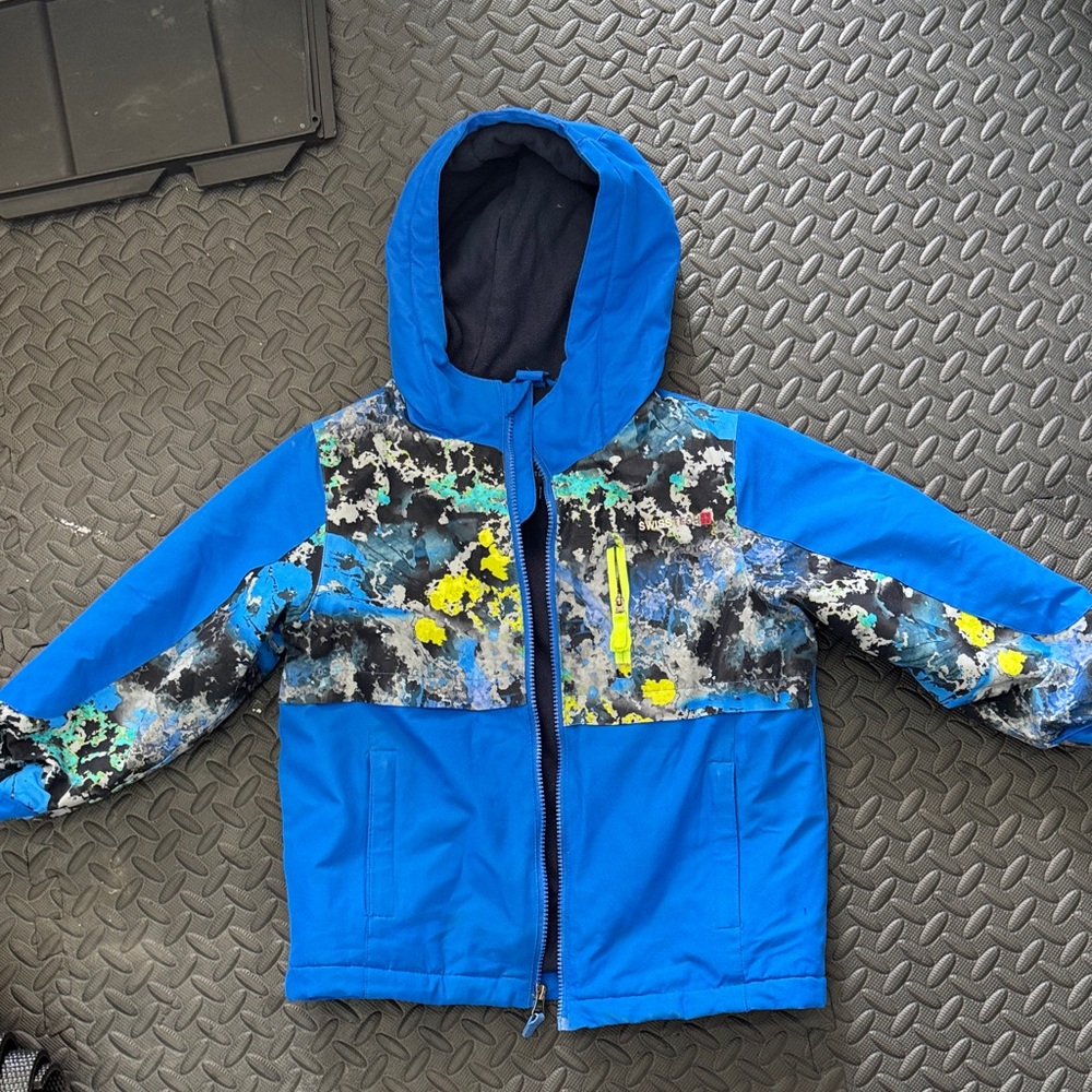 Blue and Yellow Hooded Jacket